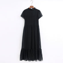 Load image into Gallery viewer, Tangada 2020 fashion women dots black dress ruffles collar short Sleeve Ladies elegant midi Dress Vestidos 6Z38