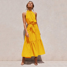 Load image into Gallery viewer, Summer Long Dress Polka Dot Casual Dresses Black Sexy Halter Strapless New 2020 Yellow Sundress Vacation Clothes For Women